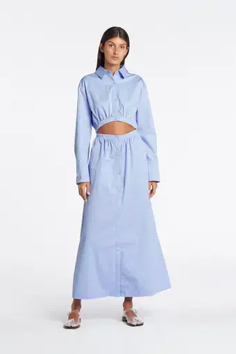 Sir the Label Ilkin Deconstructed Shirt Dress Ice Blue Size AU 6