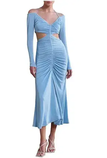 Misha Straker Slinky Jersey Midi Dress Blue Size 8 