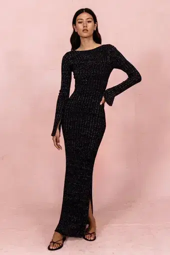Posse the Label Connie Dress Black Sparkle Size 8 