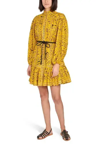 Zimmermann Lulu Drop Waist Mini Dress Yellow Size 1