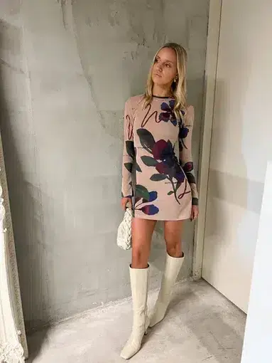 With Harper Lu Bloom Floret Long Sleeve Mini Dress Print Size L