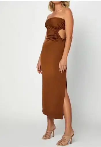 By Johnny Selena Strapless Dress Coffee Brown Size 6