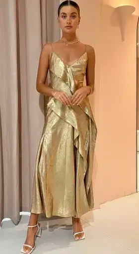 Acler Queensbridge Dress in Gold Size 12