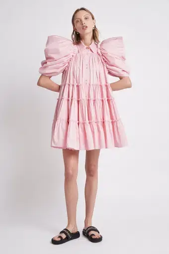 Aje Swift Butterfly Sleeve Smock Dress Rose Pink Size 12