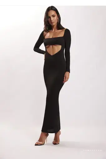 Meshki Ashleigh Cut Out Bandeau Maxi Dress Black Size XS