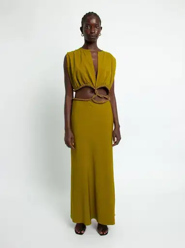 Christopher Esber Crystal Interweave Dress Green Size 8