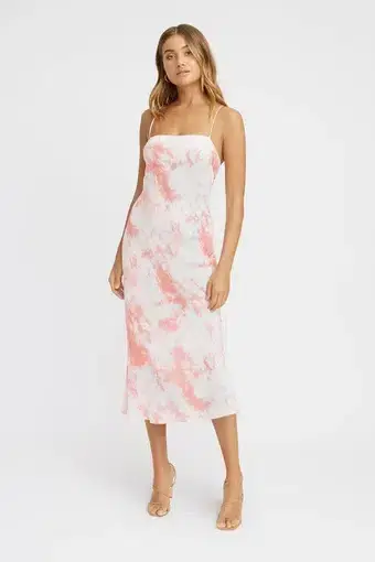 Kookai Destiny Slip Dress Pink Tie Dye Print Size 36