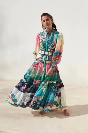 Mackenzie Mode Queen Bee Maxi Dress Print Size 6