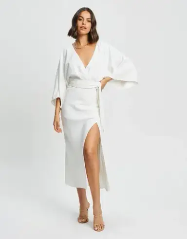 Tussah Midi Dress inWhite Size 8