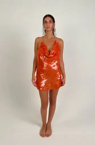 Rat & Boa Malika Dress Orange Sequin Size 8