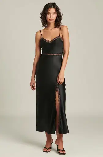 Ginia Naomi Silk Slip Dress Black Size XS 