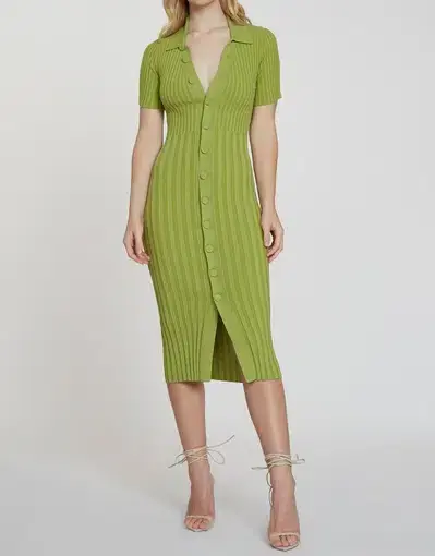 By Johnny Button Down Knit Midi Dress Green Size XS