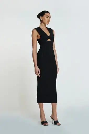 By Johnny Leora Latice Knit Midi Dress Black Size S