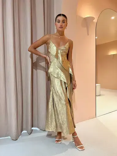 Acler Queensbridge Dress Gold Size 8