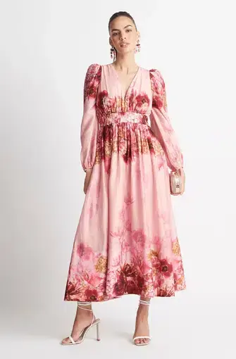 Sheike Swan Lake Dress Pink Floral Print Size 6