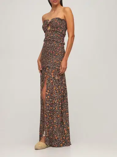 Bec & Bridge Janice Cotton Maxi Dress in Brown Print Size 8