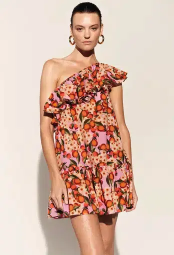 Borgo De Nor x Talia Collins Petra Linen Mini Dress Belisama Print Size 8