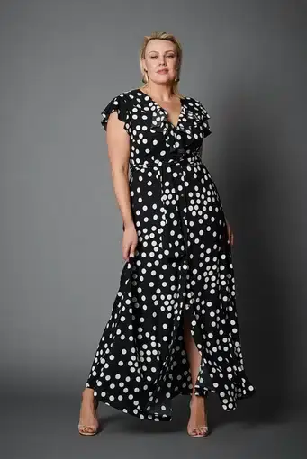 Embody Women Birkin Maxi Dress Black Print Size 12