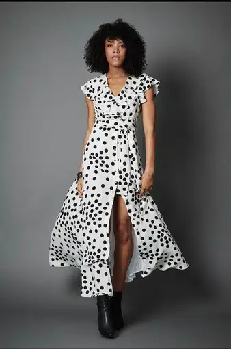 Embody Women Birkin Maxi Dress White Print Size 10