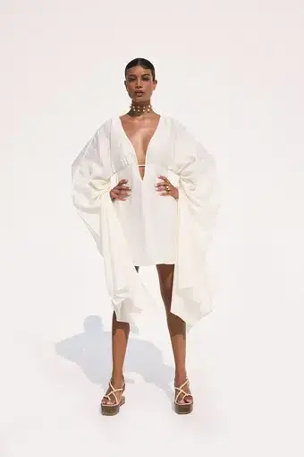 Cult Gaia Ashley Ruched Mini Dress Off White Size L