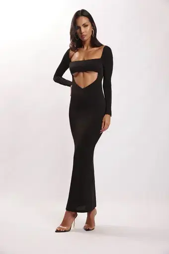 Meshki Ashleigh  Cut Out Bandeau Maxi Dress Black Size 12