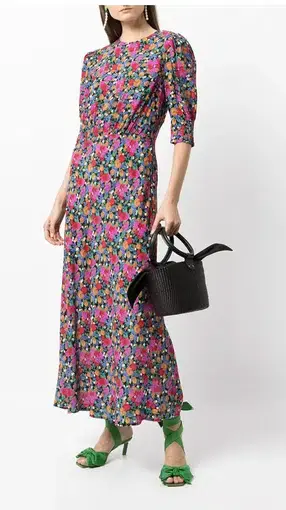 Rixo Lucile Floral Midi Dress Print Size 10