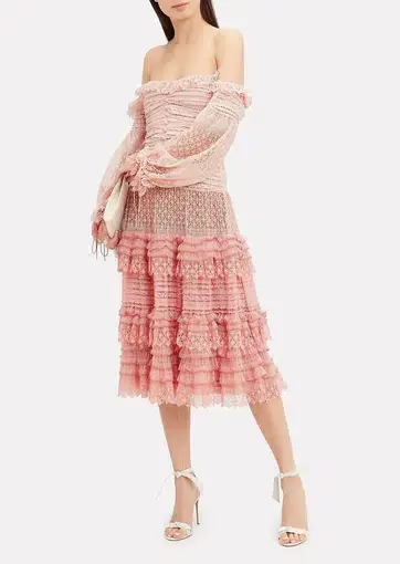 Jonathan Simkhai Lace Knit Off-The-Shoulder Dress Pink Size 6