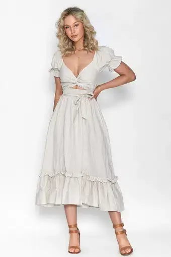 Aulieude Marianne Dress in Oat Cream Size 16