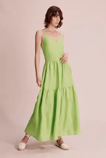 Country Road Tiered Maxi Dress Celery Green Size 12