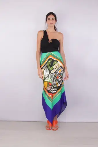 Christopher Esber Bandana Silk Maxi Skirt Print Size 14