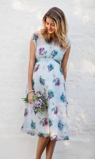 TIFFANY ROSE  Maya Gown - Dusky Blue Floral Size 10