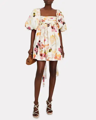Aje Dassia Puff Sleeve Mini Dress in Wallpaper Floral Print Size 6