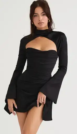House of CB Toira Draped Corset Dress Black Size M / Au 10