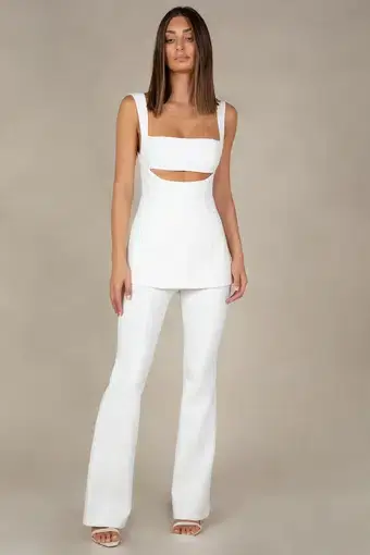 Misha Collection Costanza Bonded Crepe Jumpsuit White Size XS/ Au 6