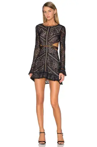 For Love and Lemons Emerie Cut Out Dress Black Size XS/ AU 6