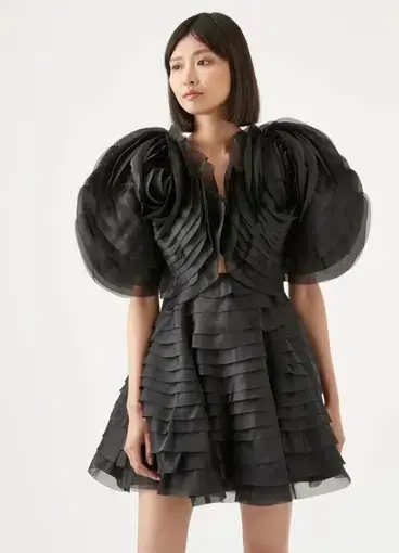 Aje Amour Ruffle Mini Dress Black Size 10