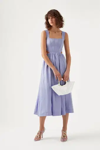 Aje Virginie Cut Out Midi Dress Cool Lavender Size 10