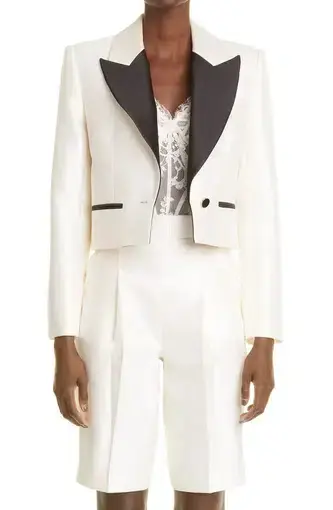 Zimmermann Cropped Tuxedo Jacket in Milk Size 1 / Au 10