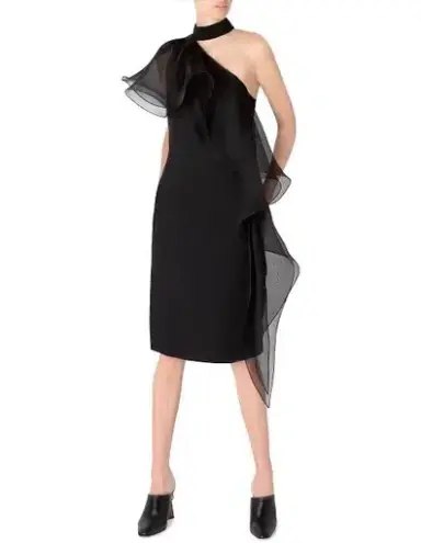 Carla Zampatti Perfect Asymmetry Sheath Dress Black Size 8