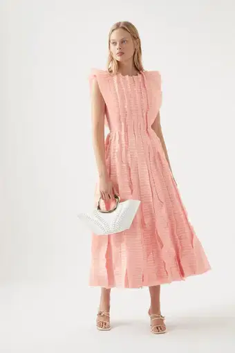 Aje Hybrid Midi Dress Rose Pink Size 14