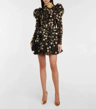 Zimmermann Celestial Confetti Tulle Mini Dress Black Print Size 2