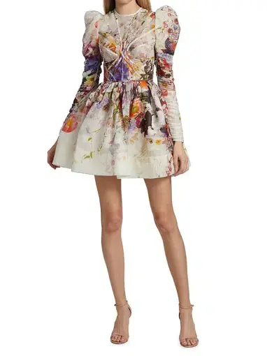 Zimmermann Prima Panelled Mini Dress Multi Floral Size 0P/Au 6