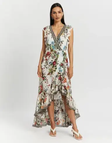 Camilla Ruffle Wrap Dress Print Size S
