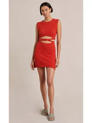 Bec & Bridge Effie Knit Mini Dress Red Size AU 6