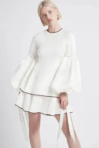 AJE Gracious Tiered Mini Dress Ivory Size 8 