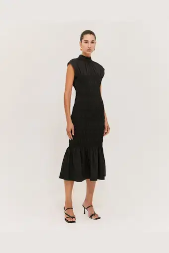 Saba Keira Shirred Dress Black Size 10