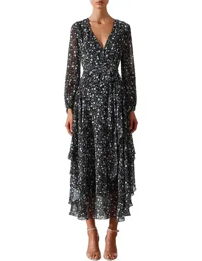 Shona Joy Jarrett Midi Dress Print Size 6 