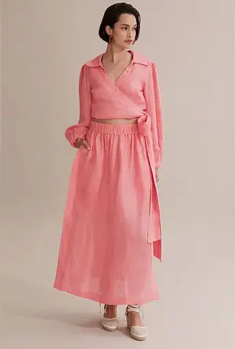 Country Road Column Skirt & Wrap Top Set Power Pink Size 6