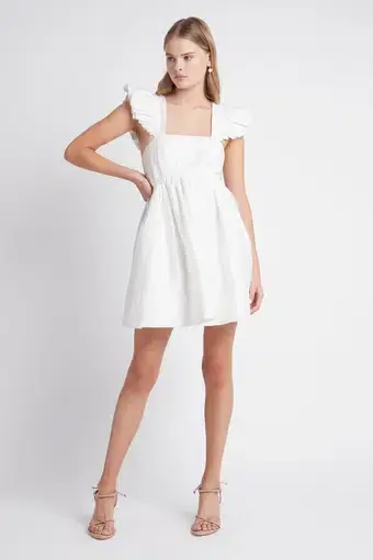 Aje Midsummer Mini Dress Ivory White Size 8