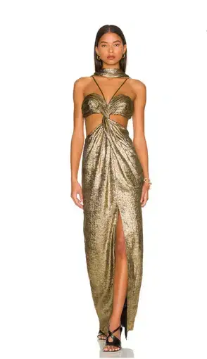 Cult Gaia Cody Gown Gold Size 6